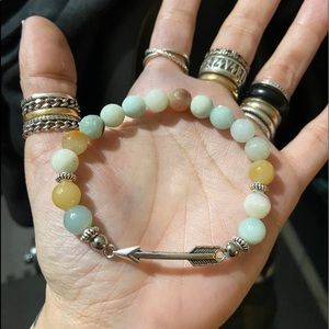 Faceted amazonite gemstones beads arrow bracelet
